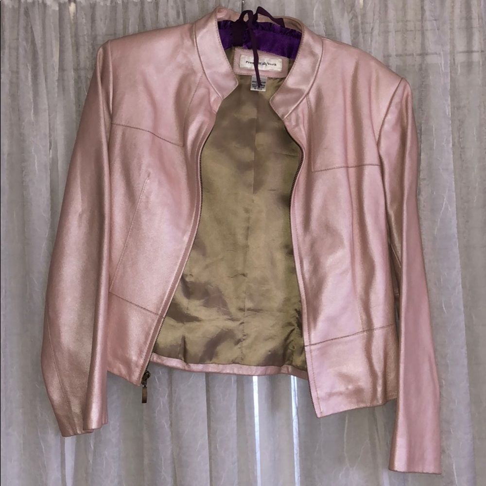 Pink genuine leather jacket